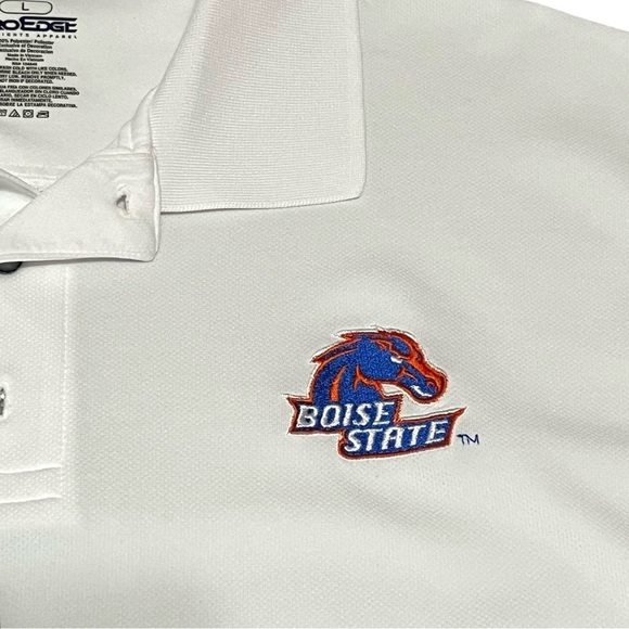 Boise State Pro Edge White & Blue Polo Shirt Size Large - Picture 3 of 8
